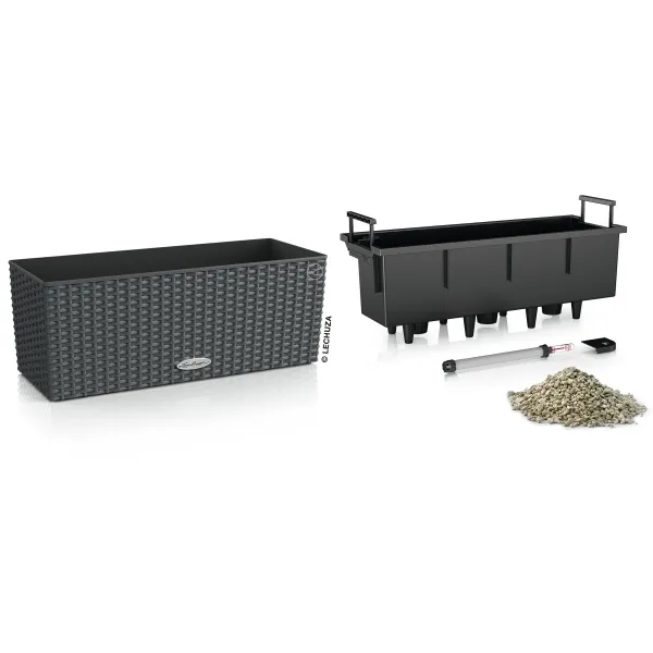 LECHUZA® Blumenkasten BALCONERA Cottage 50 Granit All-in-One