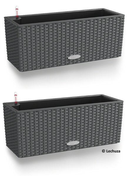 LECHUZA® Blumenkasten BALCONERA Cottage 50 Granit All-in-One x 2
