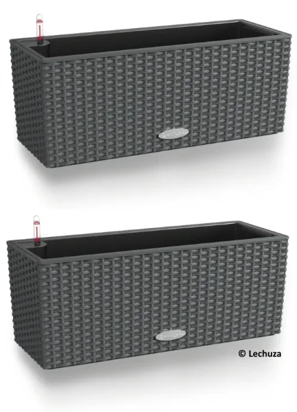LECHUZA® Blumenkasten BALCONERA Cottage 50 Granit All-in-One x 2