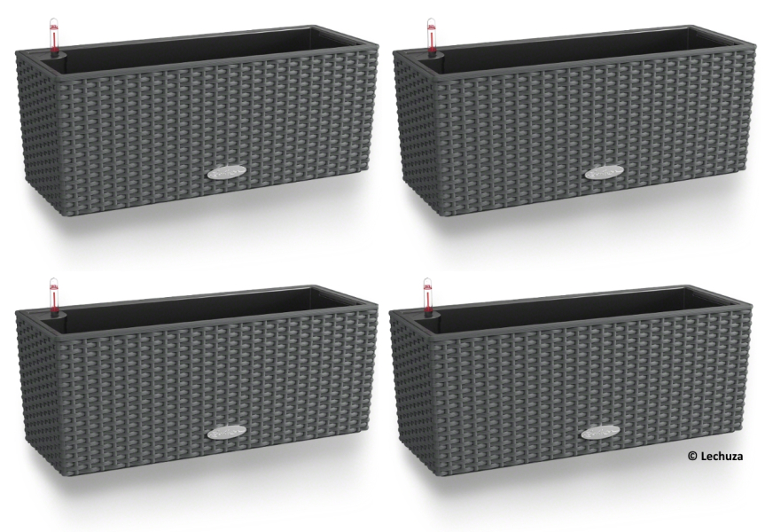 LECHUZA® Blumenkasten BALCONERA Cottage 50 Granit All-in-One x 4