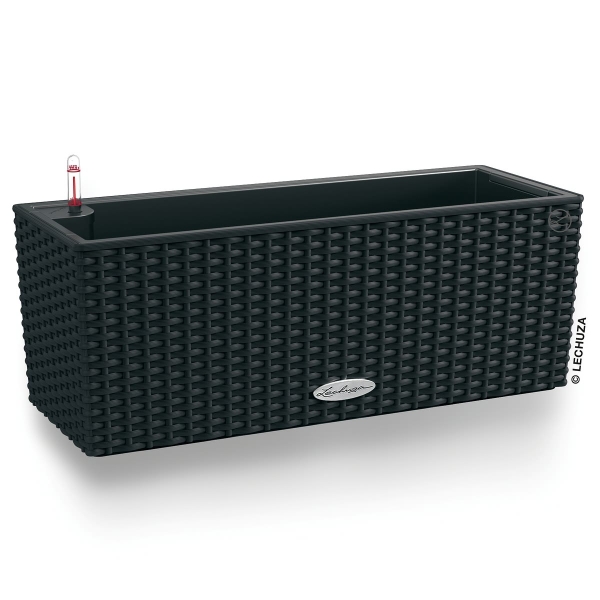 LECHUZA® Blumenkasten BALCONERA Cottage 50 Graphitschwarz All-in-One
