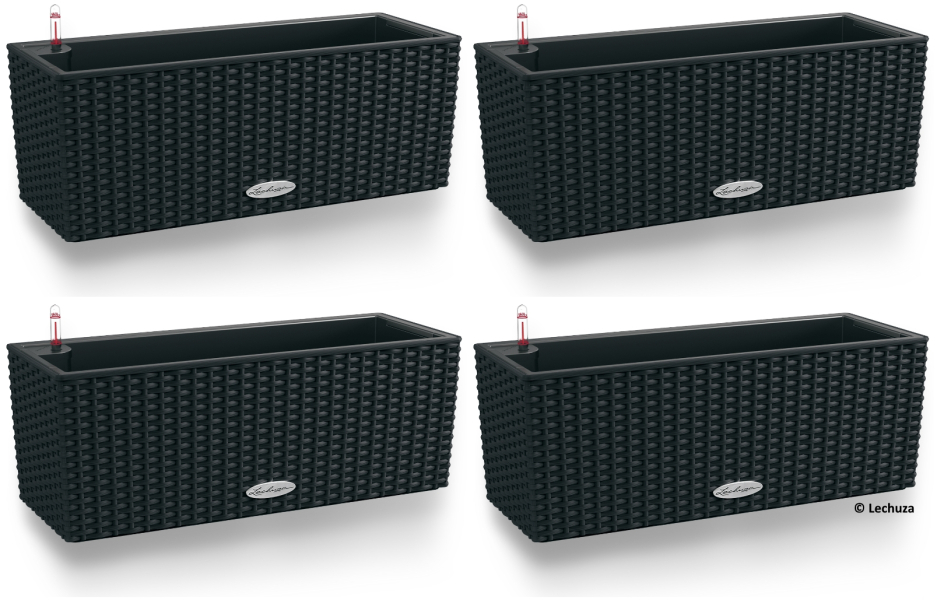 LECHUZA® Blumenkasten BALCONERA Cottage 50 Graphitschwarz All-in-One x 4