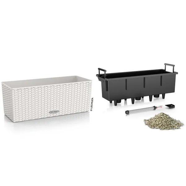 LECHUZA® Blumenkasten BALCONERA Cottage 50 Lichtgrau All-in-One