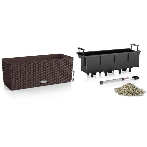 LECHUZA® Blumenkasten BALCONERA Cottage 50 Mokka All-in-One