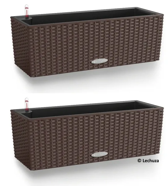LECHUZA® Blumenkasten BALCONERA Cottage 50 Mokka All-in-One x 2