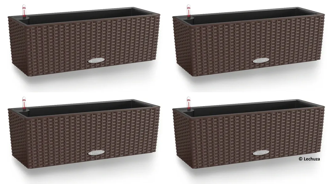 LECHUZA® Blumenkasten BALCONERA Cottage 50 Mokka All-in-One x 4