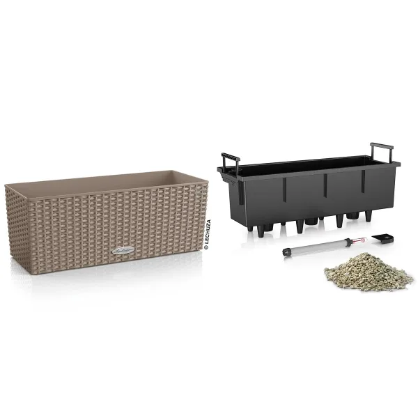 LECHUZA® Blumenkasten BALCONERA Cottage 50 Sandbraun All-in-One