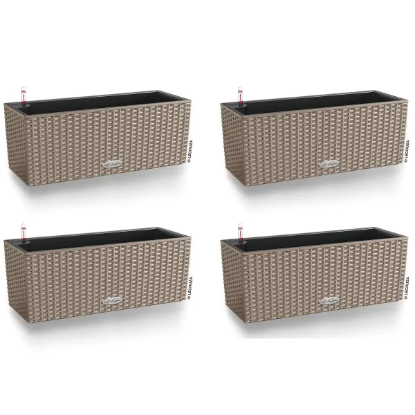 LECHUZA® Blumenkasten BALCONERA Cottage 50 Sandbraun All-in-One x 4
