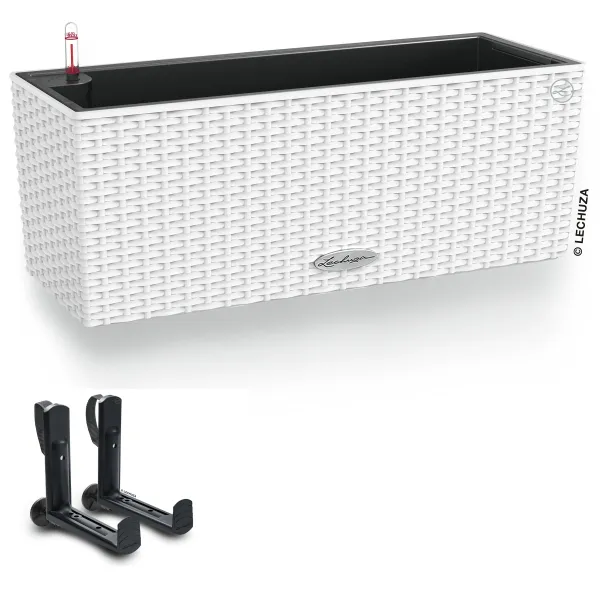 LECHUZA® Blumenkasten BALCONERA Cottage 50 Weiß All-in-One + 2 Halter LECHUZA® Blumenkasten BALCONERA Cottage 50 Weiß All-in-One + 2 Halter