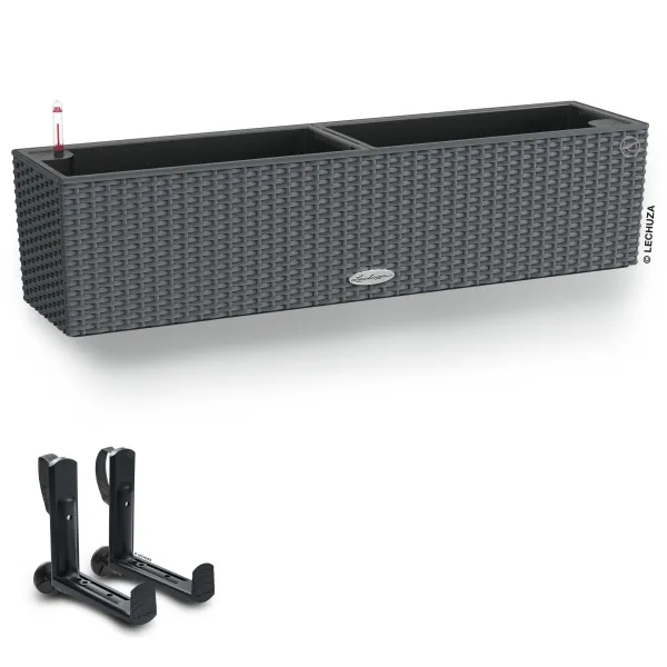 LECHUZA® Blumenkasten BALCONERA Cottage 80 Granit All-in-One + 2 Halter LECHUZA® Blumenkasten BALCONERA Cottage 80 Granit All-in-One + 2 Halter