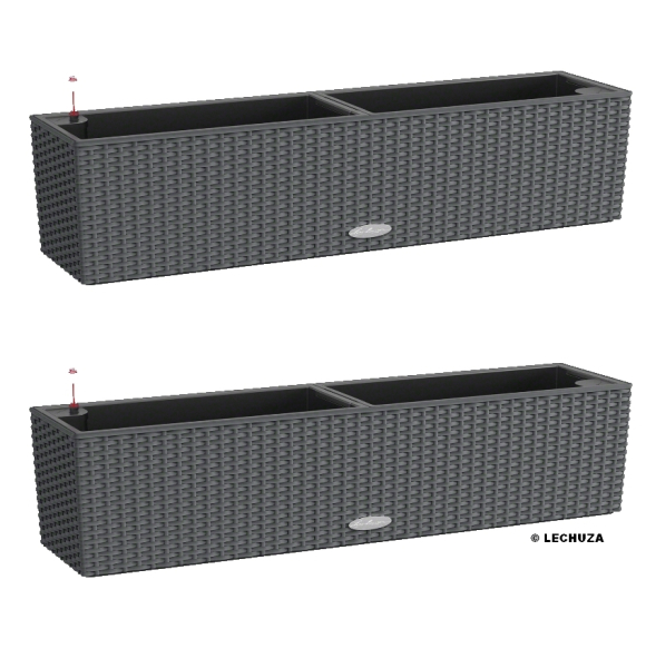 LECHUZA® Blumenkasten BALCONERA Cottage 80 Granit All-in-One x 2