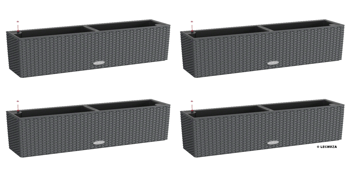 LECHUZA® Blumenkasten BALCONERA Cottage 80 Granit All-in-One x 4