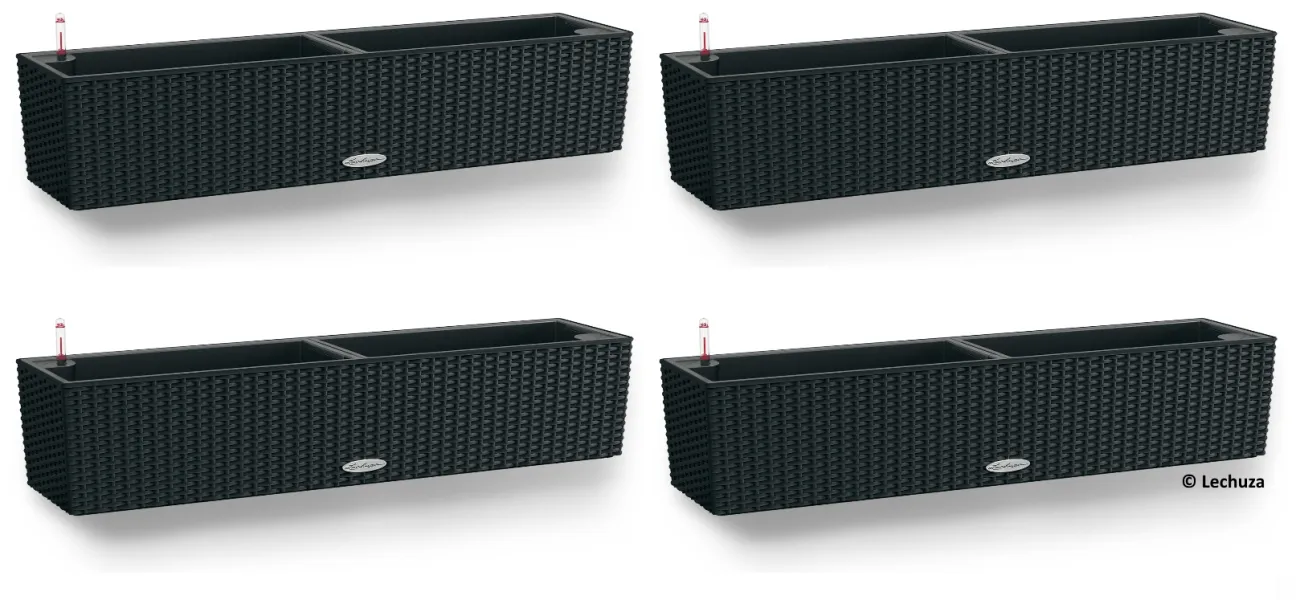 LECHUZA® Blumenkasten BALCONERA Cottage 80 Graphitschwarz All-in-One x 4 LECHUZA® Blumenkasten BALCONERA Cottage 80 Graphitschwarz All-in-One x 4