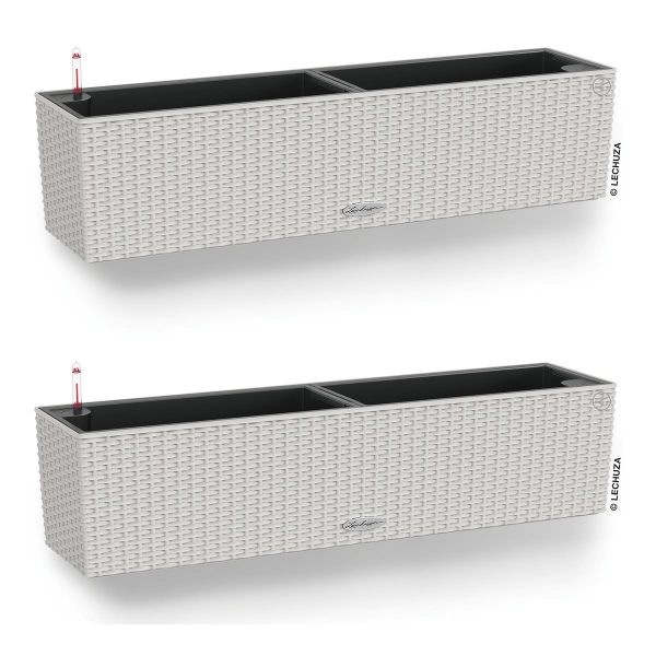 LECHUZA® Blumenkasten BALCONERA Cottage 80 Lichtgrau All-in-One x 2