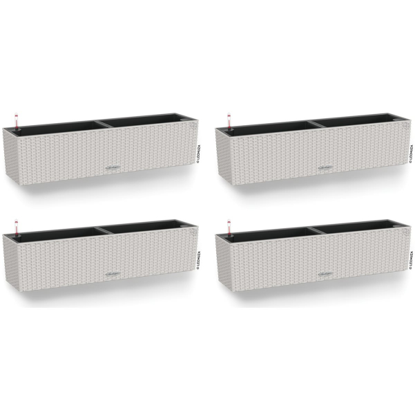 LECHUZA® Blumenkasten BALCONERA Cottage 80 Lichtgrau All-in-One x 4