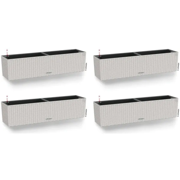 LECHUZA® Blumenkasten BALCONERA Cottage 80 Lichtgrau All-in-One x 4