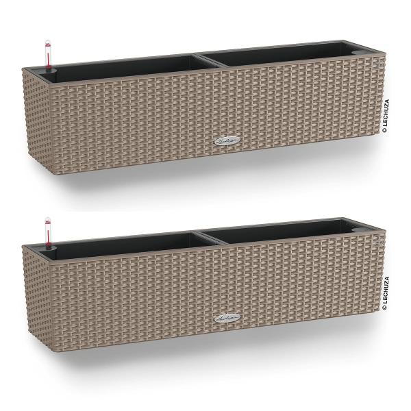 LECHUZA® Blumenkasten BALCONERA Cottage 80 Sandbraun All-in-One x 2