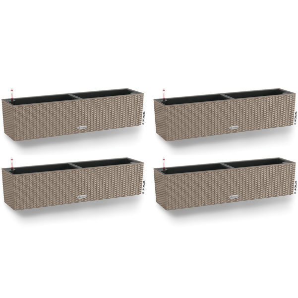 LECHUZA® Blumenkasten BALCONERA Cottage 80 Sandbraun All-in-One x 4