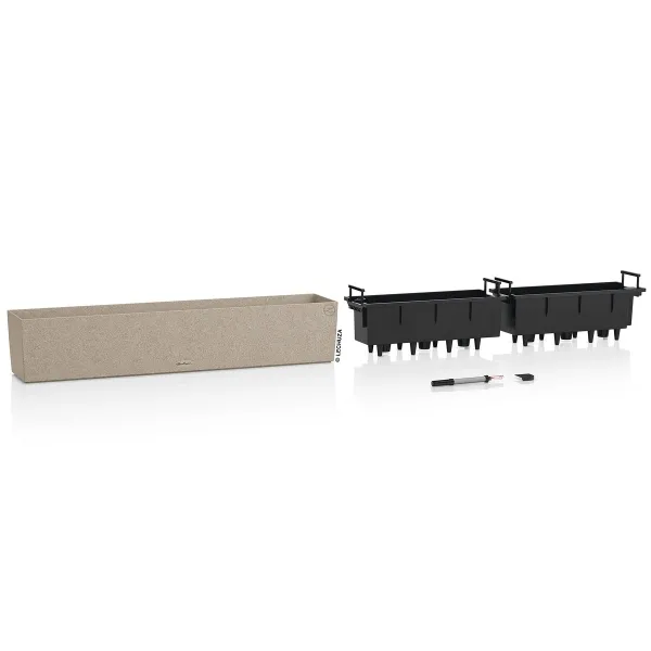 LECHUZA® Blumenkasten BALCONERA Stone 100 Sandbeige All-in-One