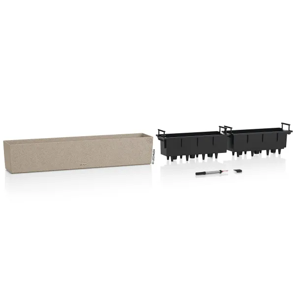 LECHUZA® Blumenkasten BALCONERA Stone 100 Sandbeige All-in-One