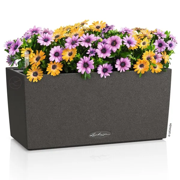 LECHUZA® Blumenkasten BALCONERA Stone 40 Graphitschwarz All-in-One