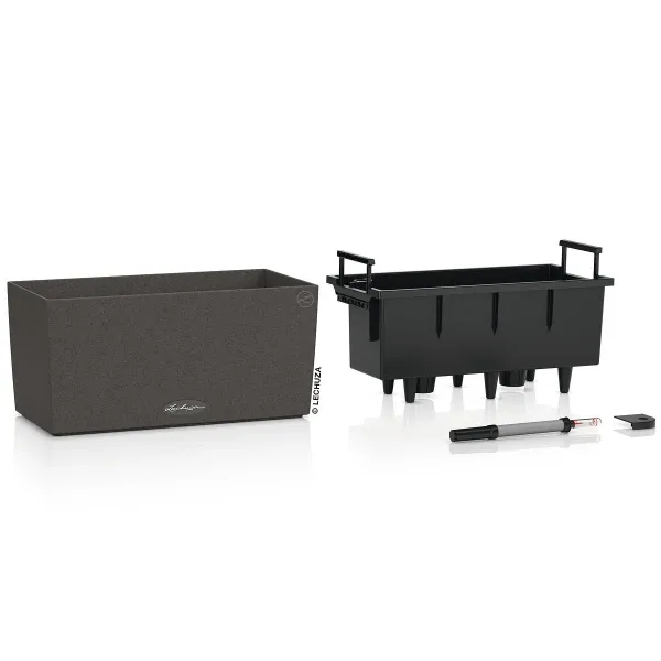 LECHUZA® Blumenkasten BALCONERA Stone 40 Graphitschwarz All-in-One