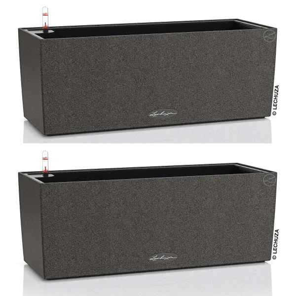 LECHUZA® Blumenkasten BALCONERA Stone 50 Graphitschwarz All-in-One x 2
