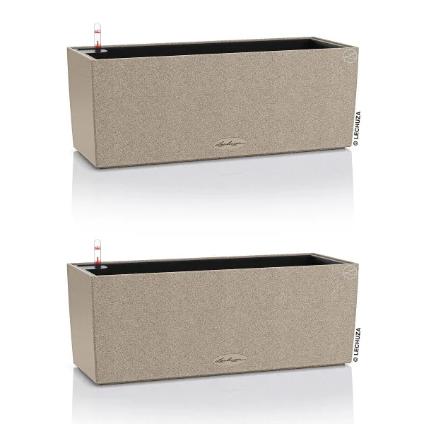 LECHUZA® Blumenkasten BALCONERA Stone 50 Sandbeige All-in-One x 2