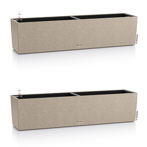 LECHUZA® Blumenkasten BALCONERA Stone 80 Sandbeige All-in-One x 2