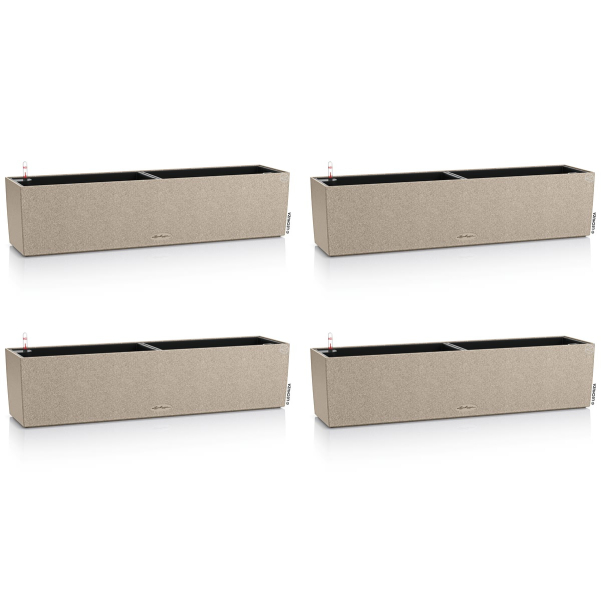 LECHUZA® Blumenkasten BALCONERA Stone 80 Sandbeige All-in-One x 4
