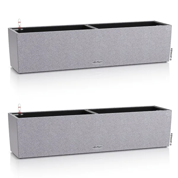 LECHUZA® Blumenkasten BALCONERA Stone 80 Steingrau All-in-One x 2