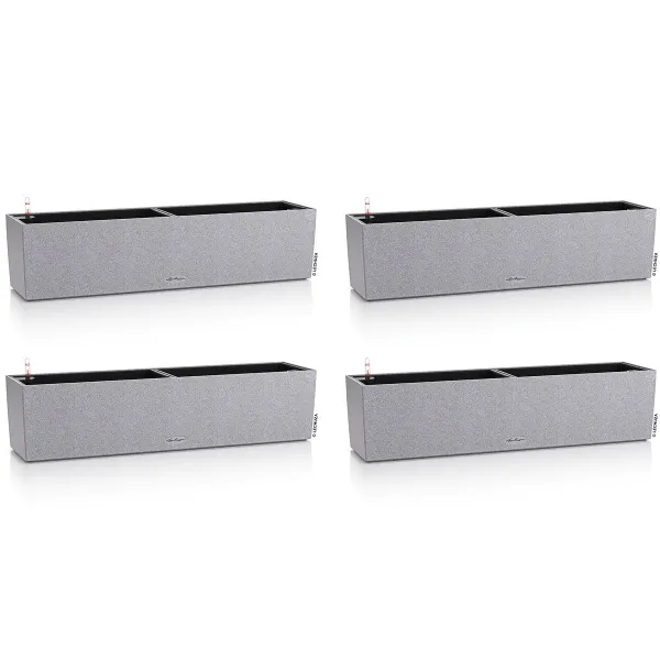 LECHUZA® Blumenkasten BALCONERA Stone 80 Steingrau All-in-One x 4