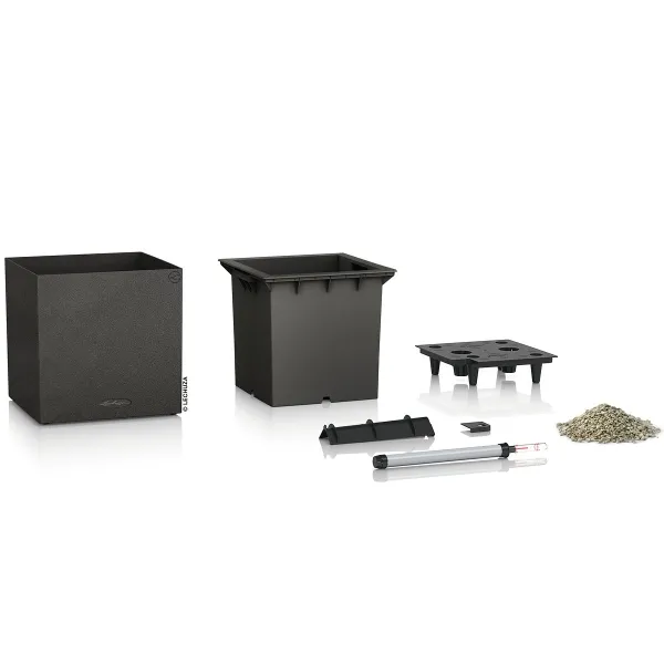 LECHUZA® Pflanzgefäße CANTO Stone 40 low Graphitschwarz All-in-One