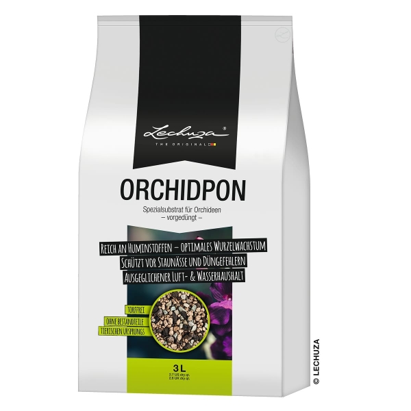 LECHUZA® Granulat ORCHIDPON nährstoffreiches Orchideensubstrat - 3 Liter