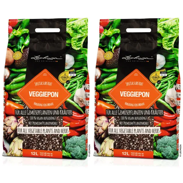 LECHUZA® Granulat VEGGIEPON nährstoffreiches Gemüsesubstrat - 12 Liter x 2