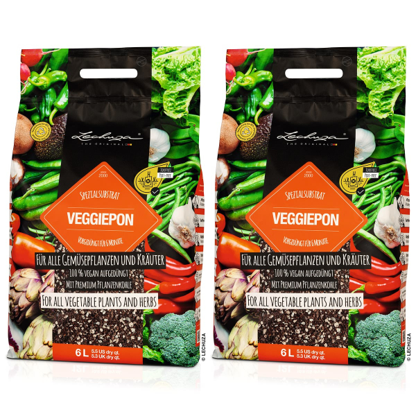 LECHUZA® Granulat VEGGIEPON nährstoffreiches Gemüsesubstrat - 6 Liter x 2
