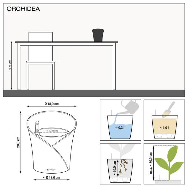 LECHUZA® Orchideentopf ORCHIDEA Weiß matt All-in-One