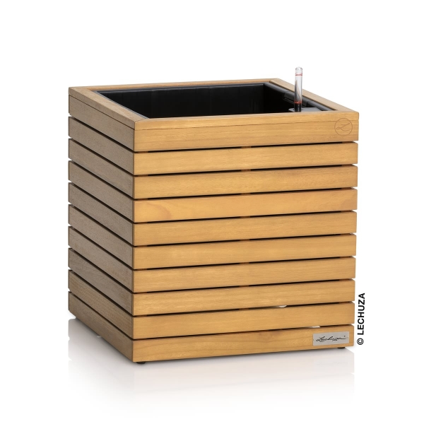 LECHUZA® PALO Natural Wood 45 low - Komplettset FSC 100 % Eukalyptus grandis