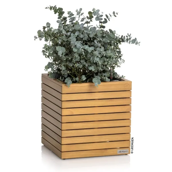 LECHUZA® PALO Natural Wood 45 low - Komplettset FSC 100 % Eukalyptus grandis