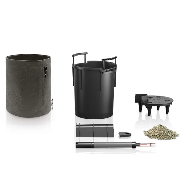 LECHUZA® Pflanzgefäße TRENDCOVER Kunstleder 23 Anthrazit grauschwarz All-in-One