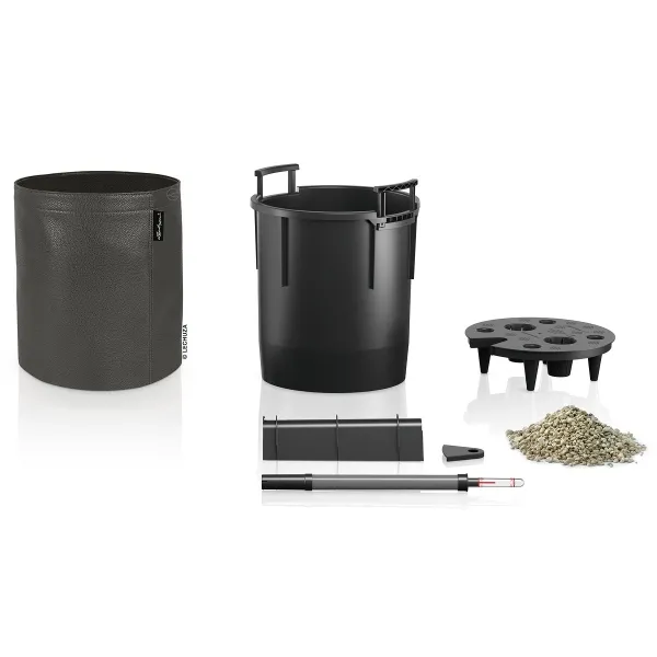 LECHUZA® Pflanzgefäße TRENDCOVER Kunstleder 32 Anthrazit grauschwarz All-in-One