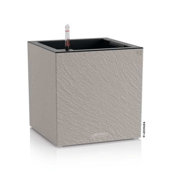 LECHUZA® Pflanzgefäße CANTO Slatestone 30 low Lichtgrau All-in-One