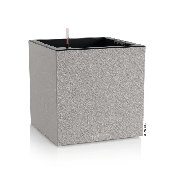 LECHUZA® Pflanzgefäße CANTO Slatestone 40 low Lichtgrau All-in-One