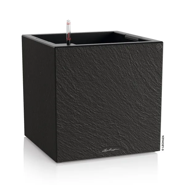LECHUZA® Pflanzgefäße CANTO Slatestone 40 low Dunkelgrau All-in-One