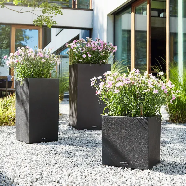 LECHUZA® Pflanzgefäße CANTO Stone 40 low Graphitschwarz All-in-One