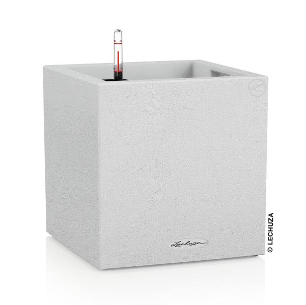 LECHUZA® Pflanzgefäße CANTO Stone 40 Low Quarzweiß All-in-One