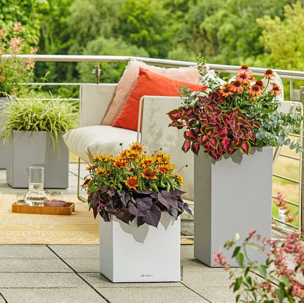 LECHUZA® Pflanzgefäße CANTO Stone 40 Low Quarzweiß All-in-One