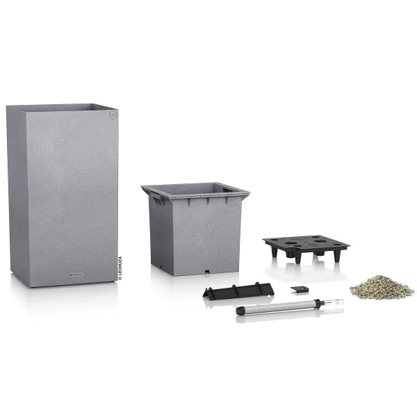 LECHUZA® Pflanzgefäße CANTO Stone High 40 Steingrau All-in-One