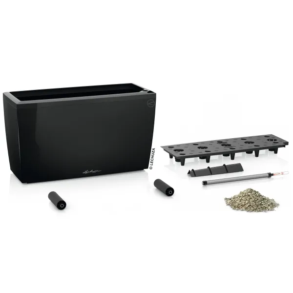 LECHUZA® Pflanzgefäße CARARO Schwarz hochglänzend All-in-One