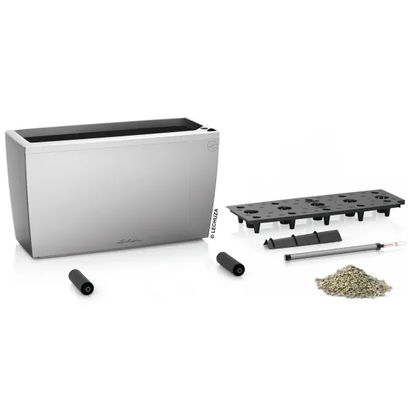 LECHUZA® Pflanzgefäße CARARO Silber metallic All-in-One
